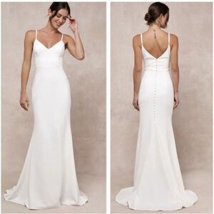 Lulus Feeling of Forever White Sleeveless Mermaid Maxi Wedding Dress NWT Medium